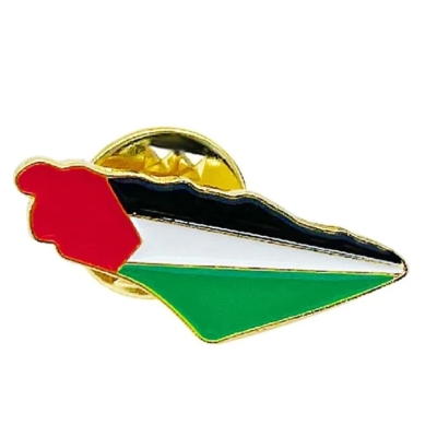 Gaza Metal Map Badge with UAE Flag