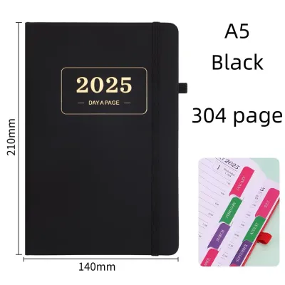 A5 365 days agenda logo printing PU leather daily planner English