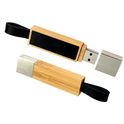 Bamboo LED Logo USB with Strap 64GB V. 3.0