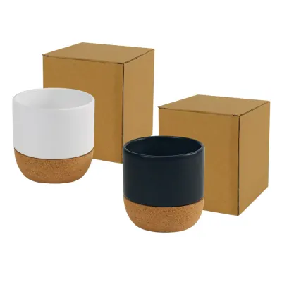 Ceramic Cup with Cork Base 6 oz Matte Finish