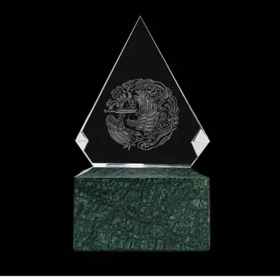 Diamond Shaped Crystal Awards with Marble Base