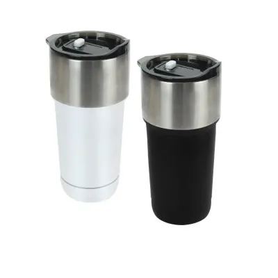 Gemini Double Wall SS Tumblers with Slide-Lock PP Lid 591ml      