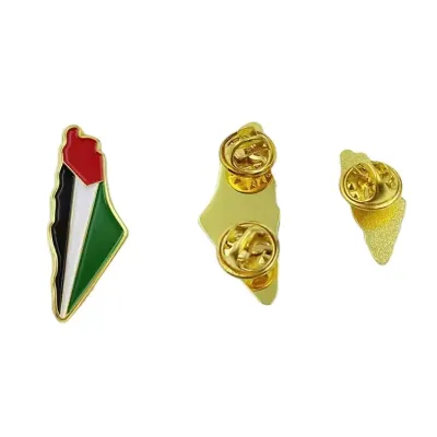 Gaza Metal Map Badge with UAE Flag