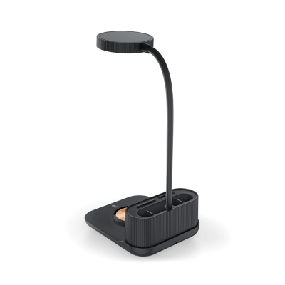 Desk Lamp with 15W Wireless Charger and Clock and Pen Holder     