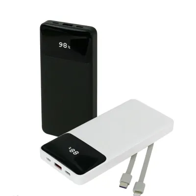 Powerbank with LED Screen 10,000 mAh and Built-in Cables