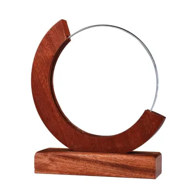 Round Moon Crystal Awards with Wooden Base