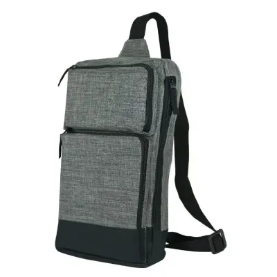 Sling Crossbody Bags in Grey and Black Polyester Material