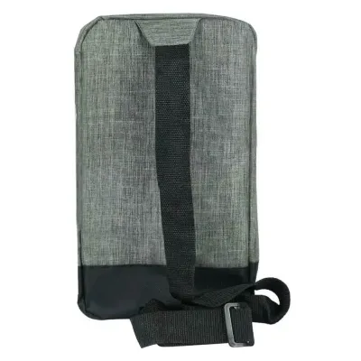 Sling Crossbody Bags in Grey and Black Polyester Material