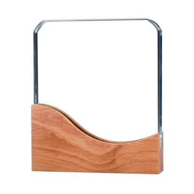 Square Crystal Awards with Wooden Base