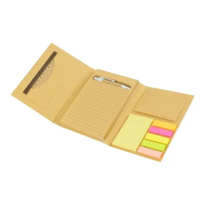 Tri-Fold Notepad with Sticky Notes, Pen, Card Slot and Ruler