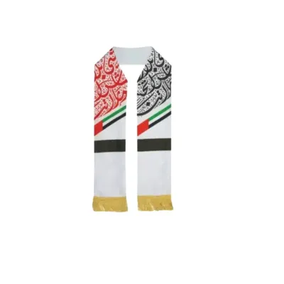  UAE Flag Polyester Scarf with Gold Tassel