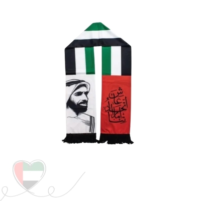 UAE NFlag Scarf with Sheikh Zayed Photo 