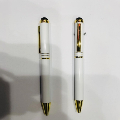 White Gold Metal Pen with Stylus