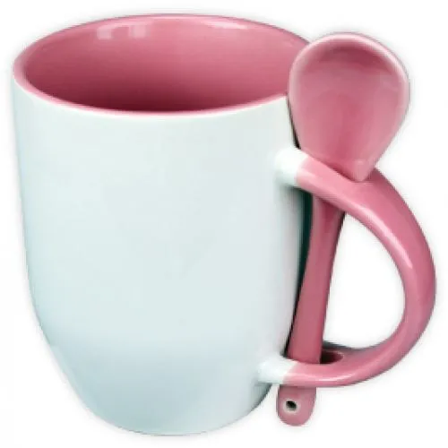 Customized Sublimation Porcelain  Mugs with Spoon