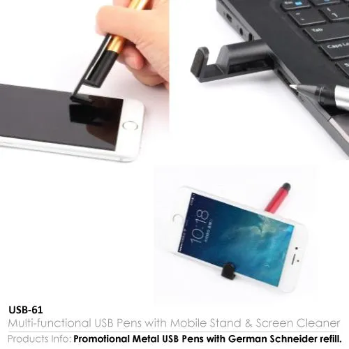 USB Pens with Mobile Stand and Screen Cleaner
