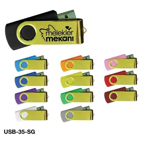 USB FLASH DRIVES MIRROR SHINY GOLD SWIVEL 32GB-16GB-8GB-4GB