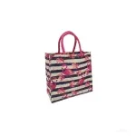 Fancy Jute Bag With Flamingo Design 