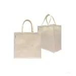 Handy Sized Jute Bag Natural White  Color Tone