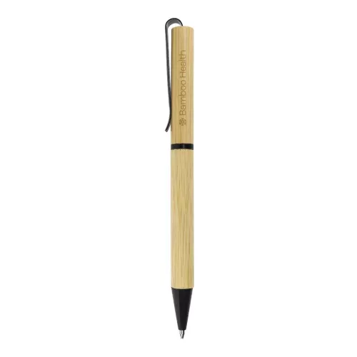 Cepheus Twist Action Bamboo Ball Pen with Black color Metal Clip 