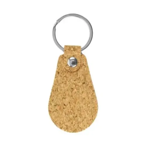 Cork PU Keychains with Metal Flat key Ring