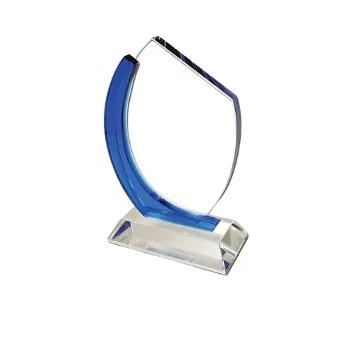 Crystal Award with Blue Design on the Side