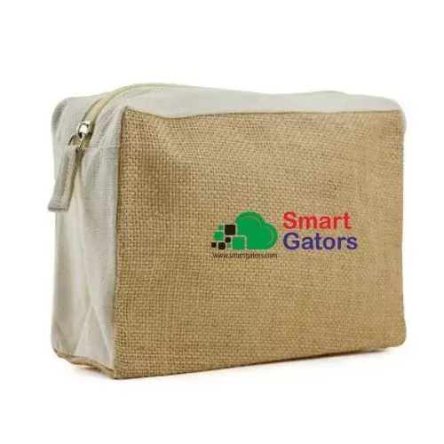 Jute With Cotton Zipper Pouch PCH-006