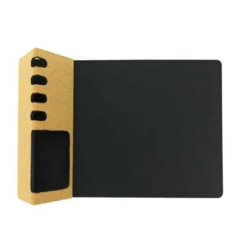 Foldable Cork+PU Mousepad with Mobile & Pen Holder